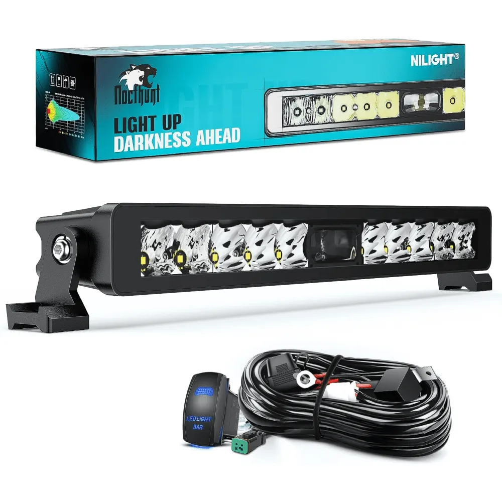14 Inch 11LED Single Row Spot Screw-Less Night Vision LED Light Bar | 18AWG Wire 5Pin Switch