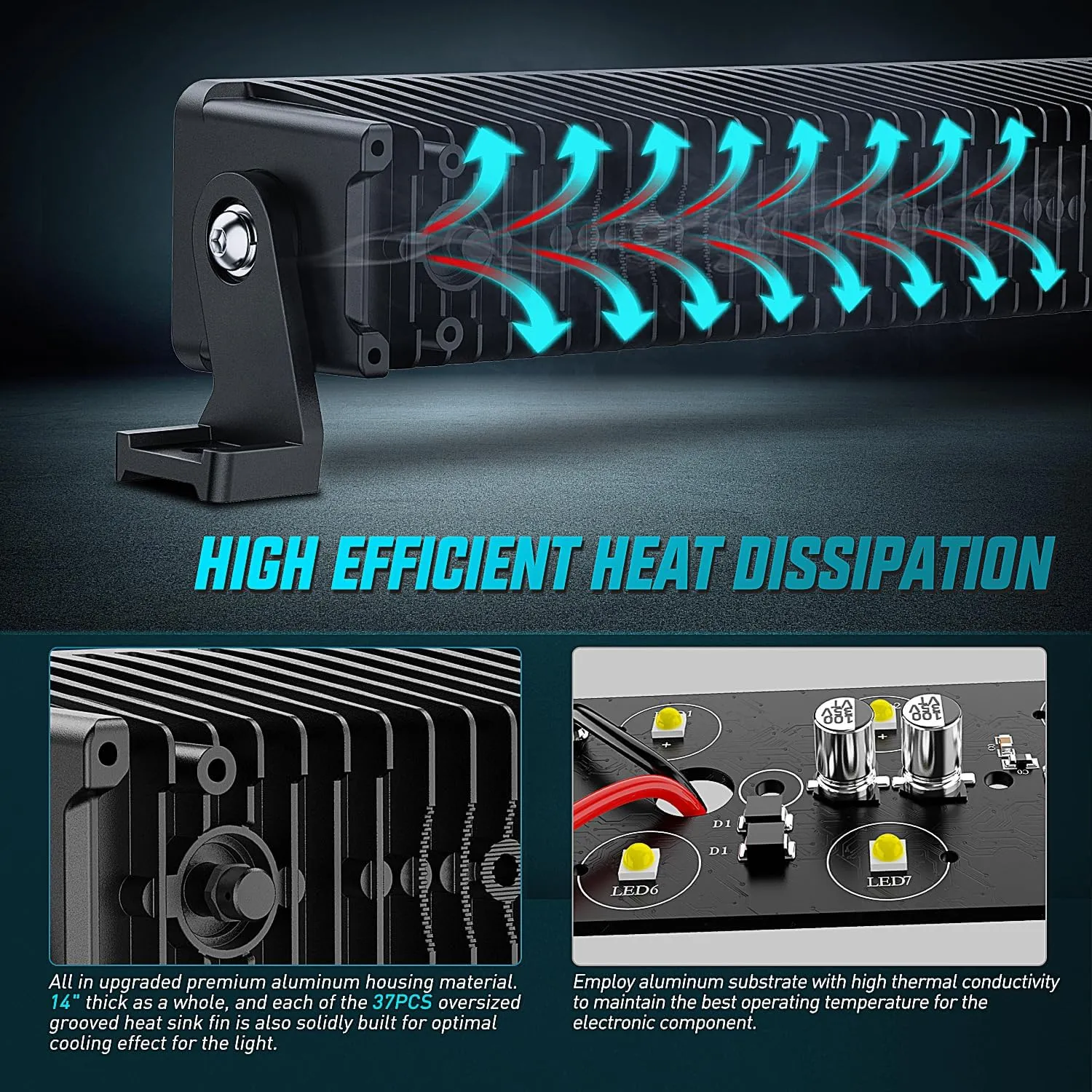 22 Inch 37LED Dual Row Spot Flood Screw-Less Night Vision LED Light Bar | 16AWG Wire 5Pin Switch