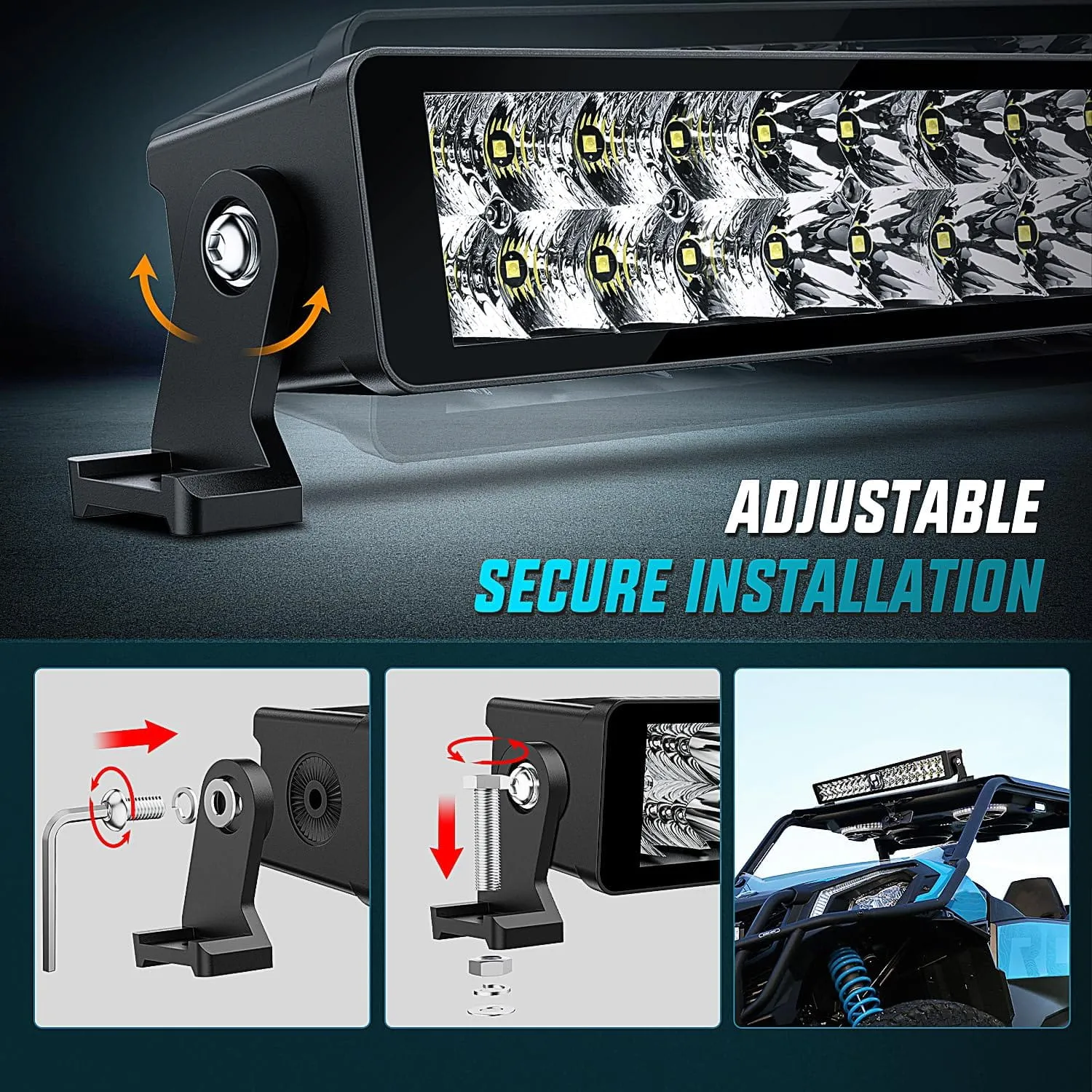 22 Inch 37LED Dual Row Spot Flood Screw-Less Night Vision LED Light Bar | 16AWG Wire 5Pin Switch