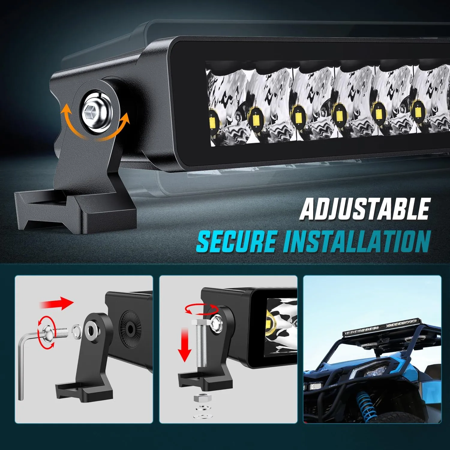 42 Inch 39LED Single Row Spot Screw-Less Night Vision LED Light Bar | 16AWG Wire 5Pin Switch
