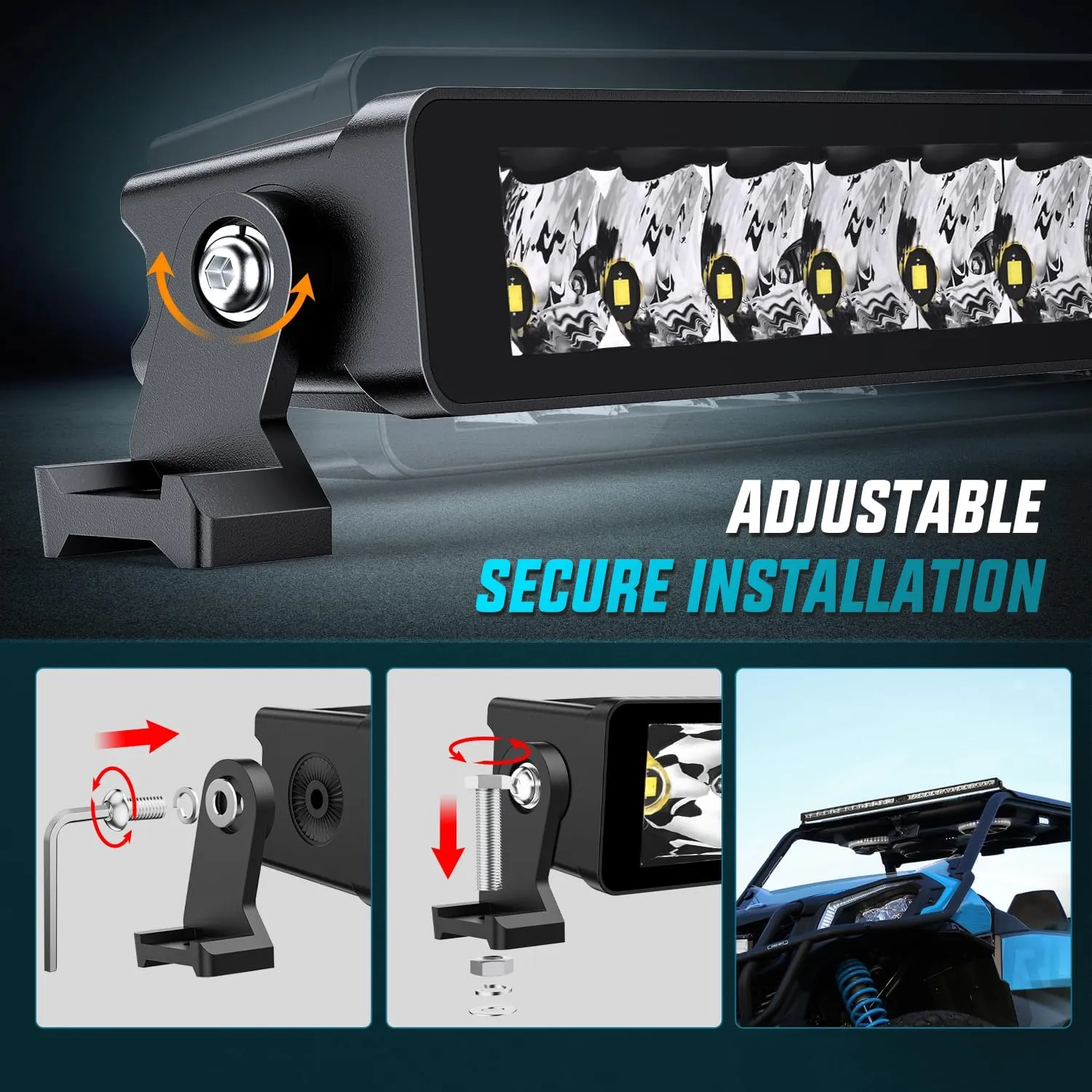 52 Inch 49LED Single Row Spot Screw-Less Night Vision LED Light Bar | 14AWG Wire 5Pin Switch