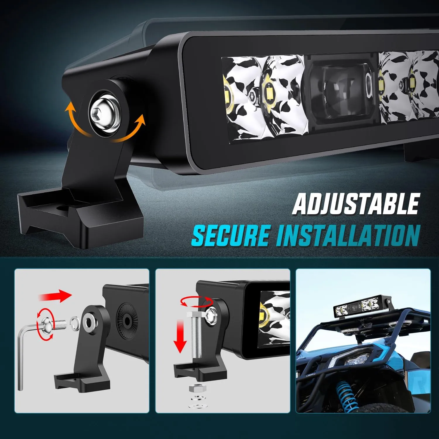 8 Inch 5LED Single Row Spot Screw-Less Night Vision LED Light Bar | 18AWG Wire 5Pin Switch