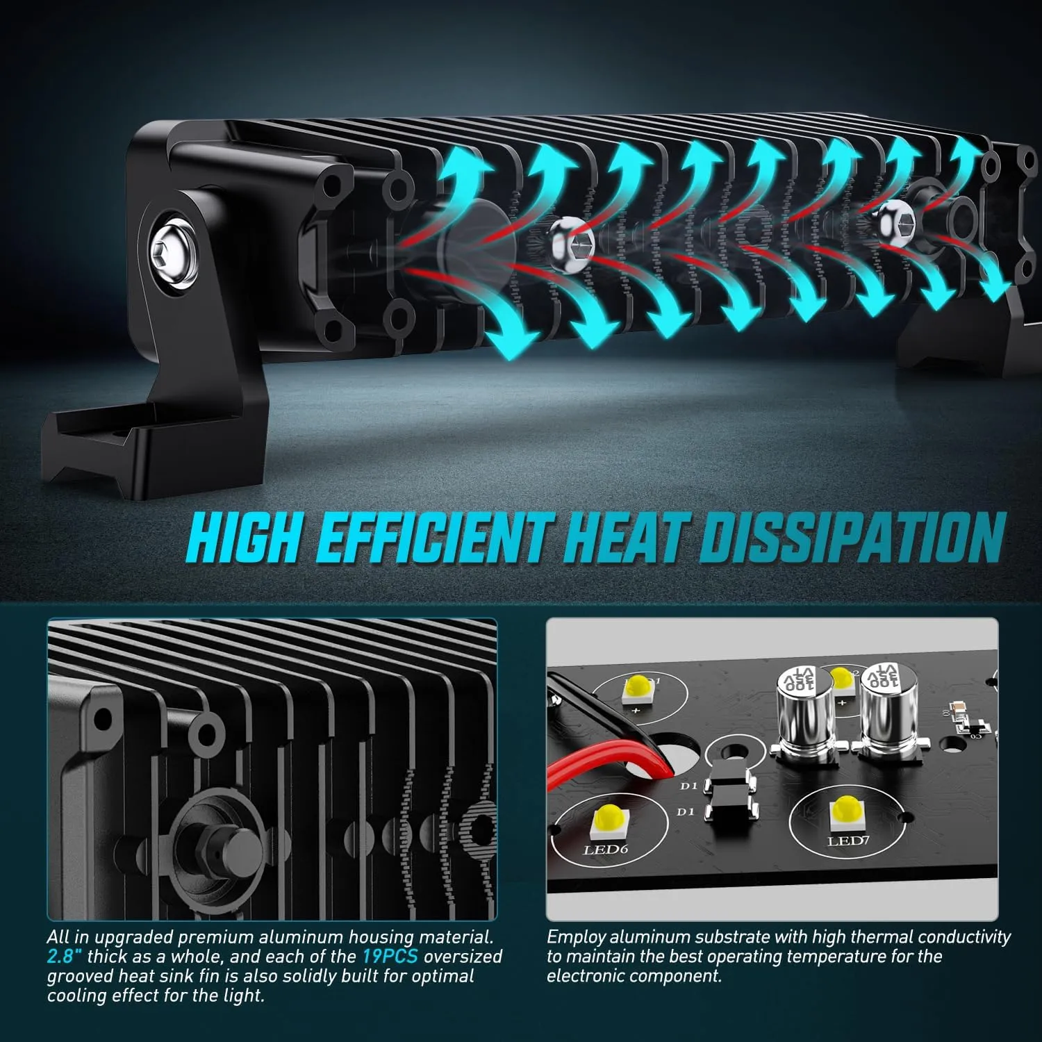 8 Inch 5LED Single Row Spot Screw-Less Night Vision LED Light Bar (Pair) | 18AWG Wire 5Pin Switch