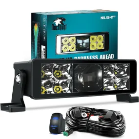 8 Inch 9LED Dual Row Spot Screw-Less Night Vision LED Light Bar | 18AWG Wire 5Pin Switch