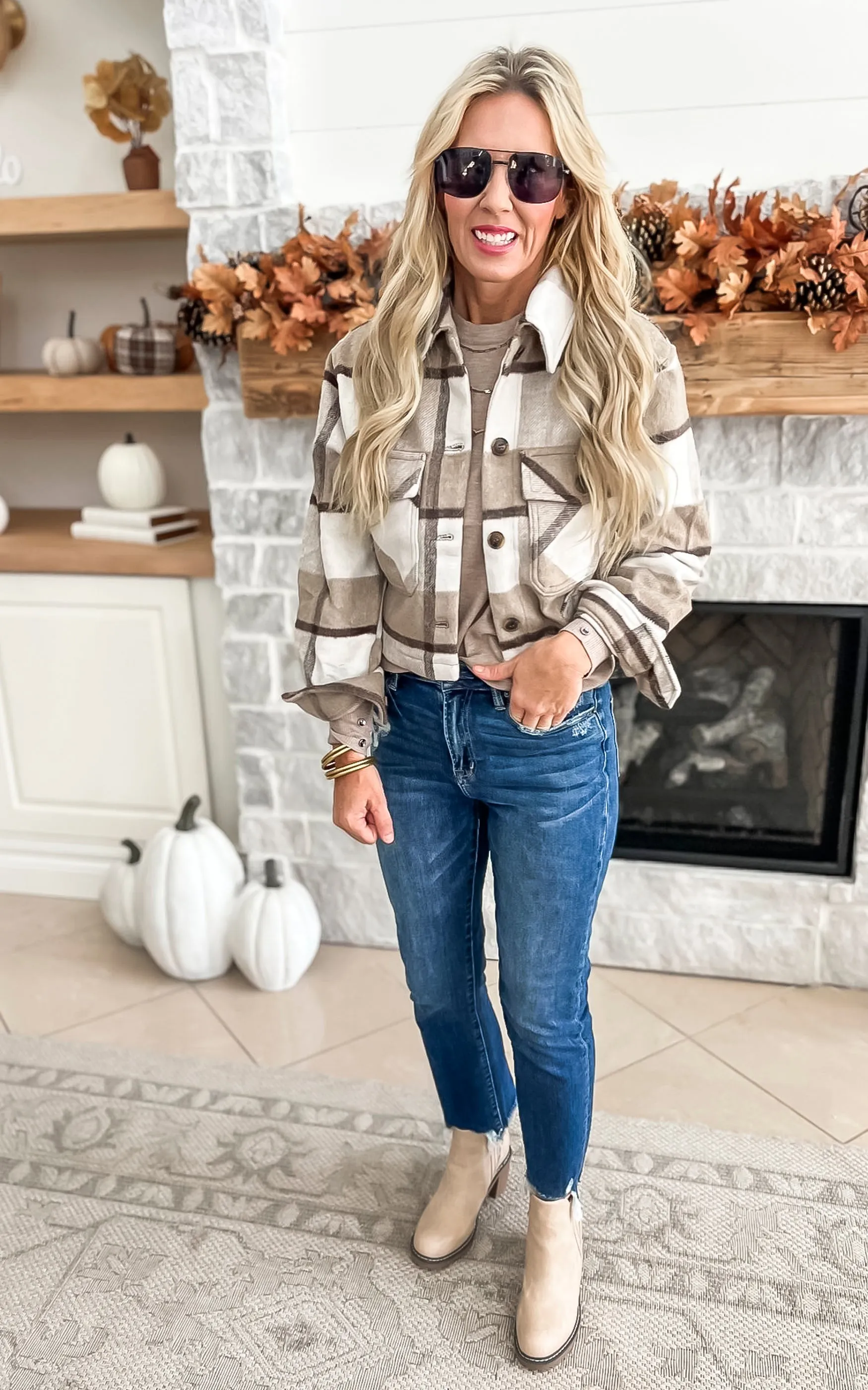 All That You Are Plaid Button Up Jacket - Camel