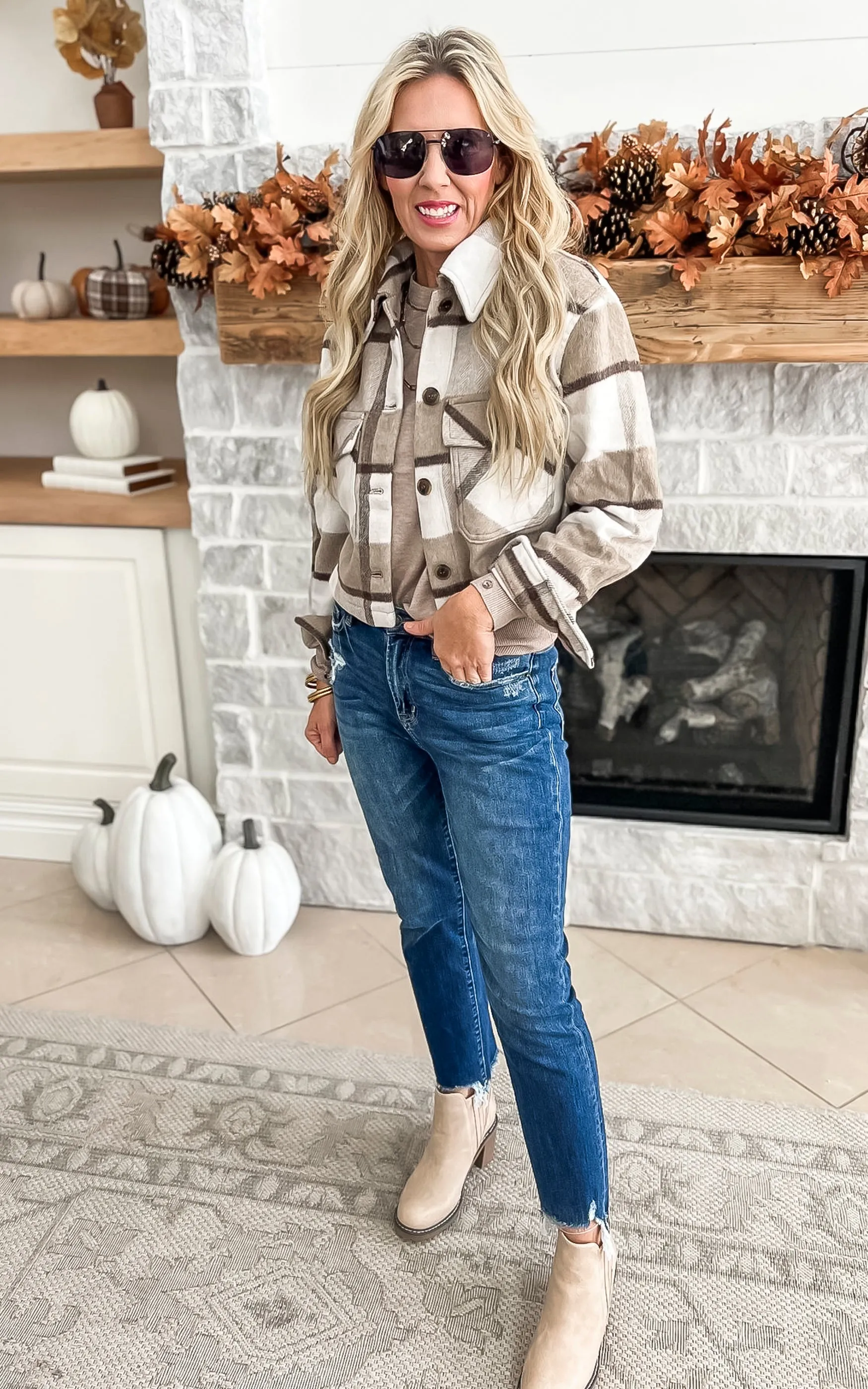 All That You Are Plaid Button Up Jacket - Camel