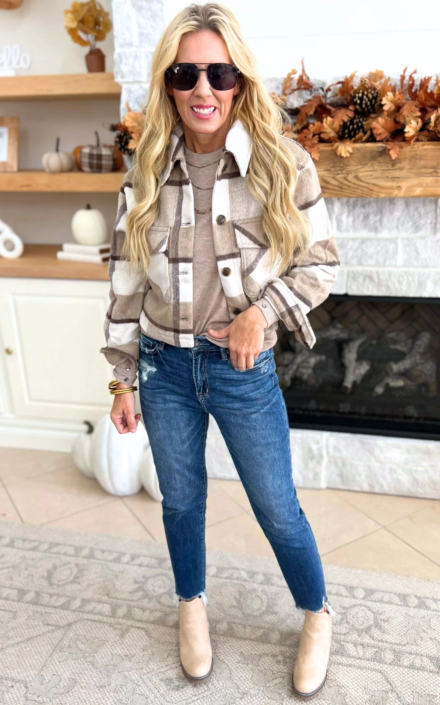 All That You Are Plaid Button Up Jacket - Camel