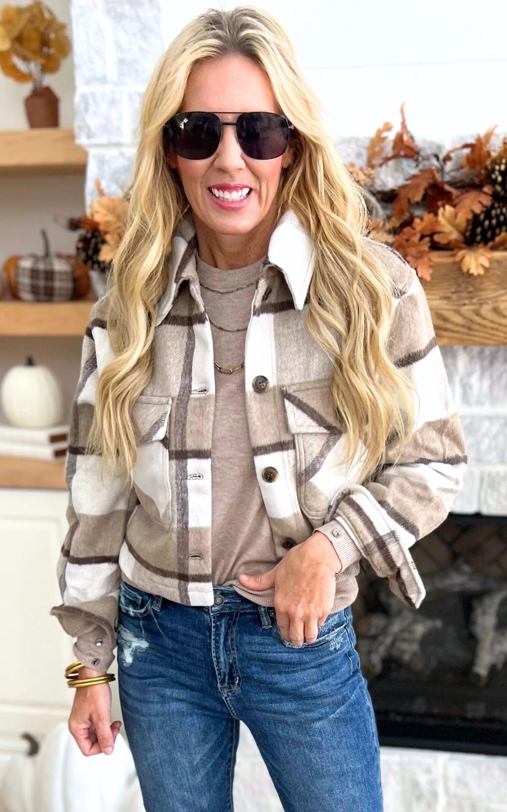 All That You Are Plaid Button Up Jacket - Camel