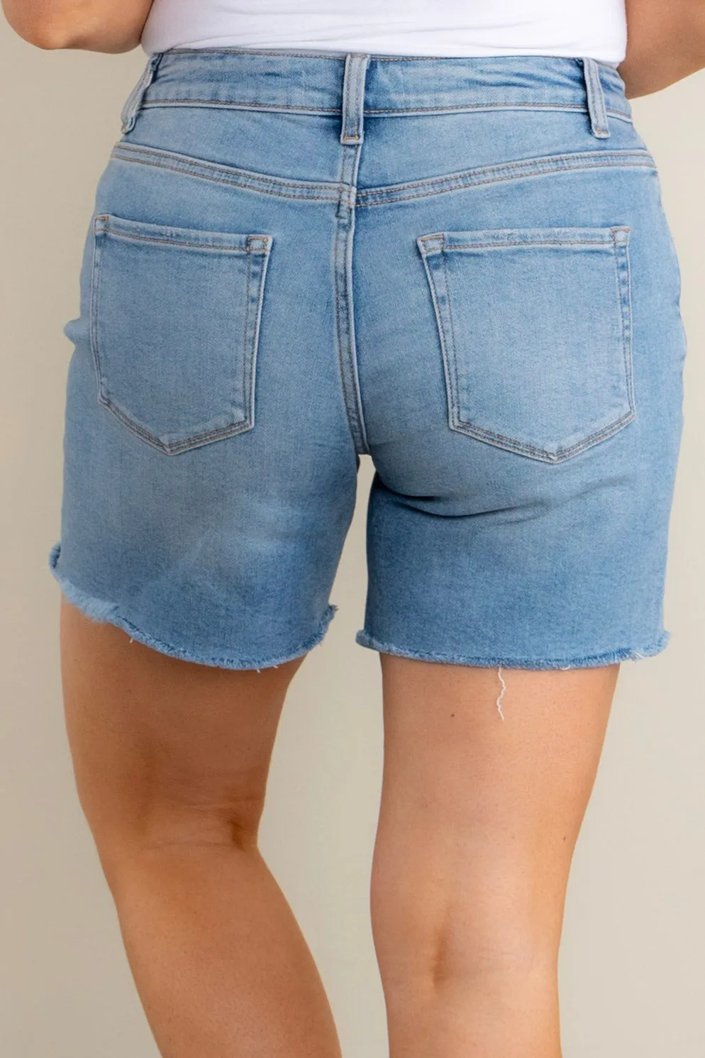 All The Better Mid Rise Light Denim Short