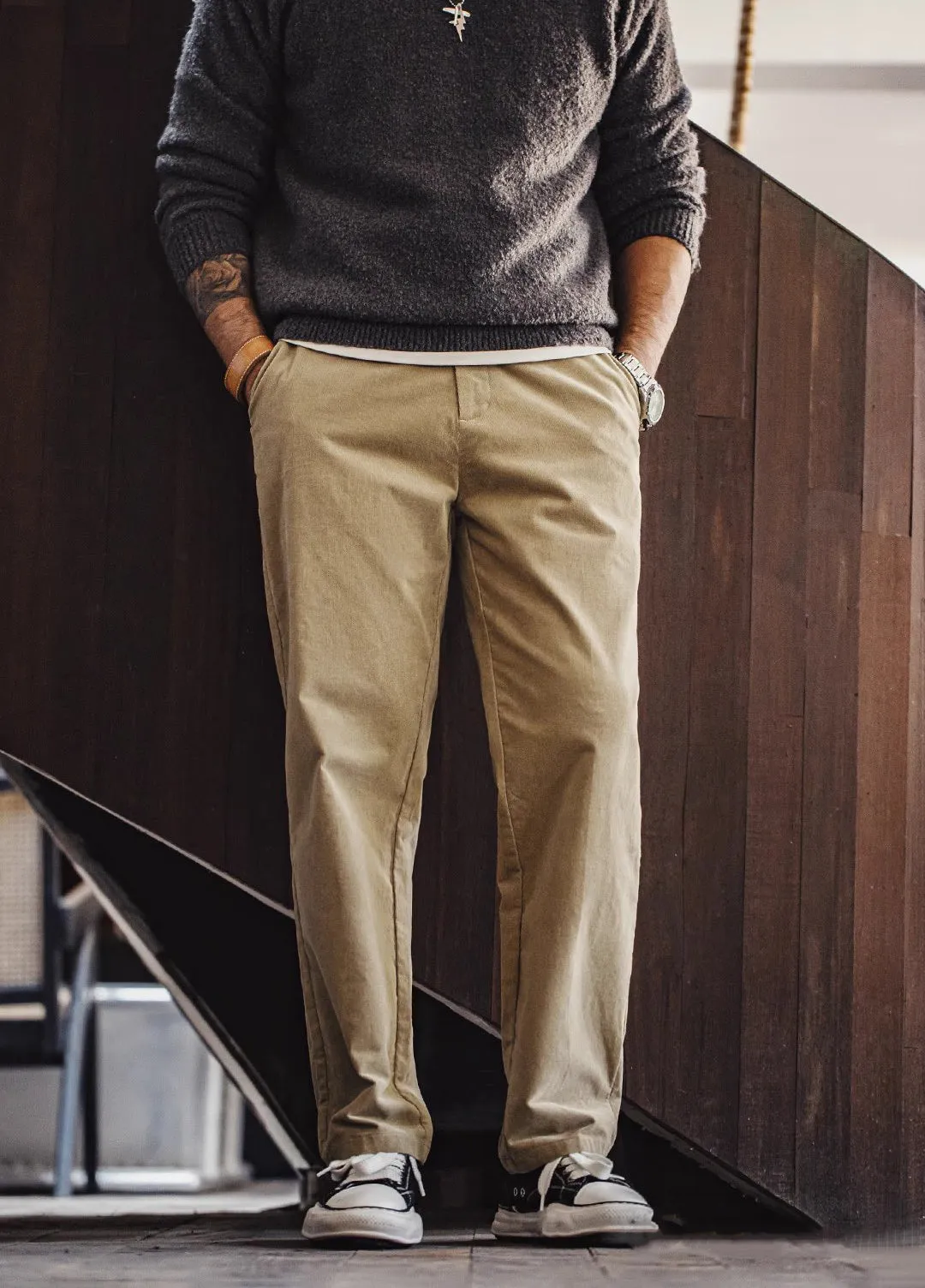 American Retro Casual Corduroy Button Decoration Men's Trousers