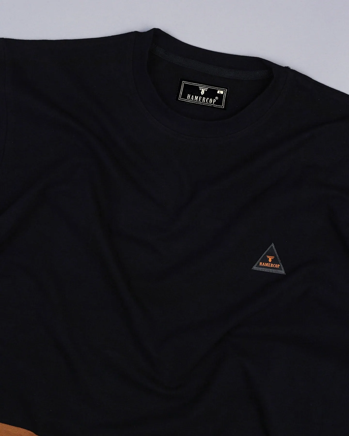 Black With Choco Brown Premium Cotton Designer T-shirt