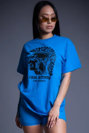 BLUE N BLK TROJAN TEE