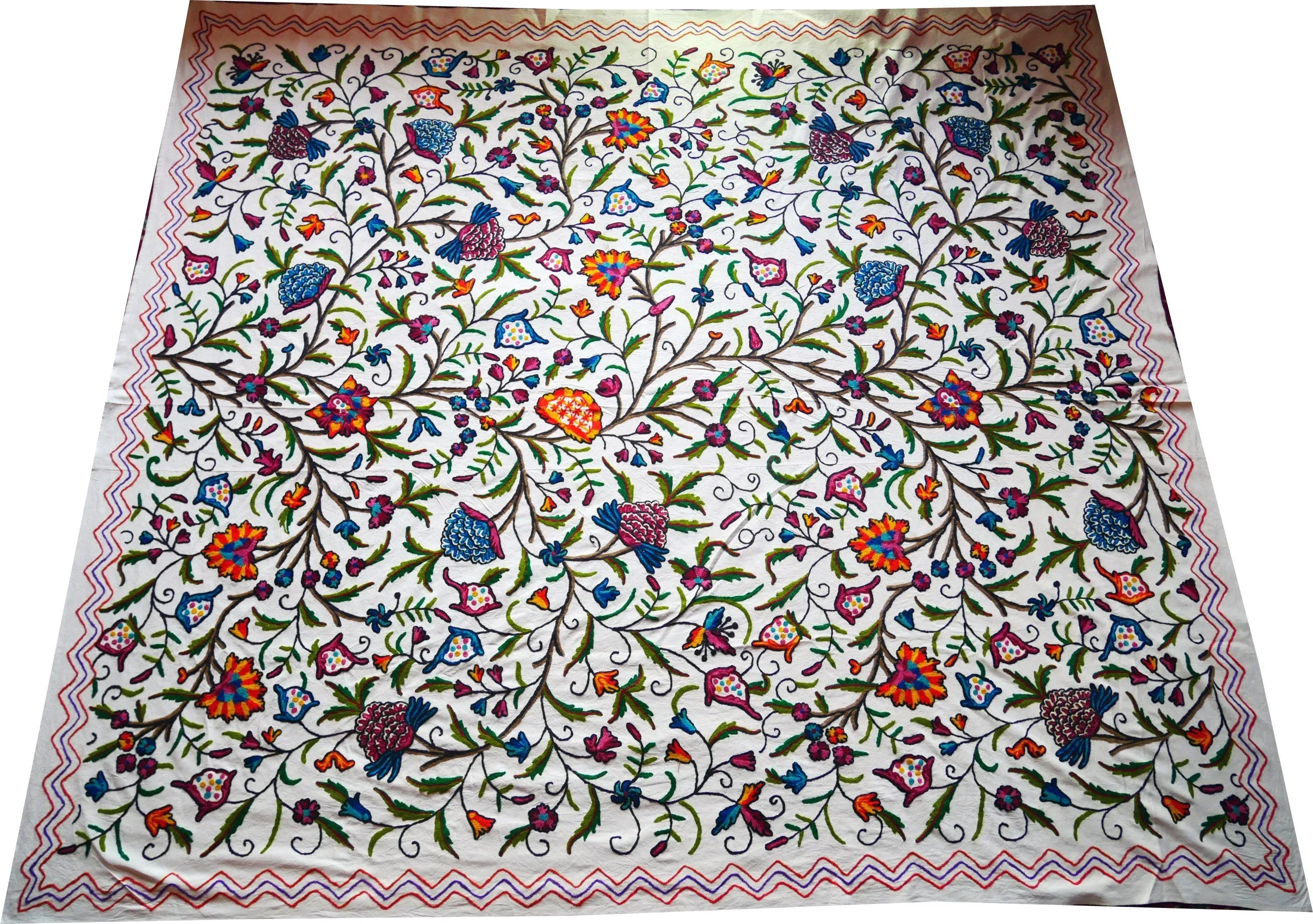 Bohemian bedding "Dream of Kashmir" hand embroidered bedspread double bed