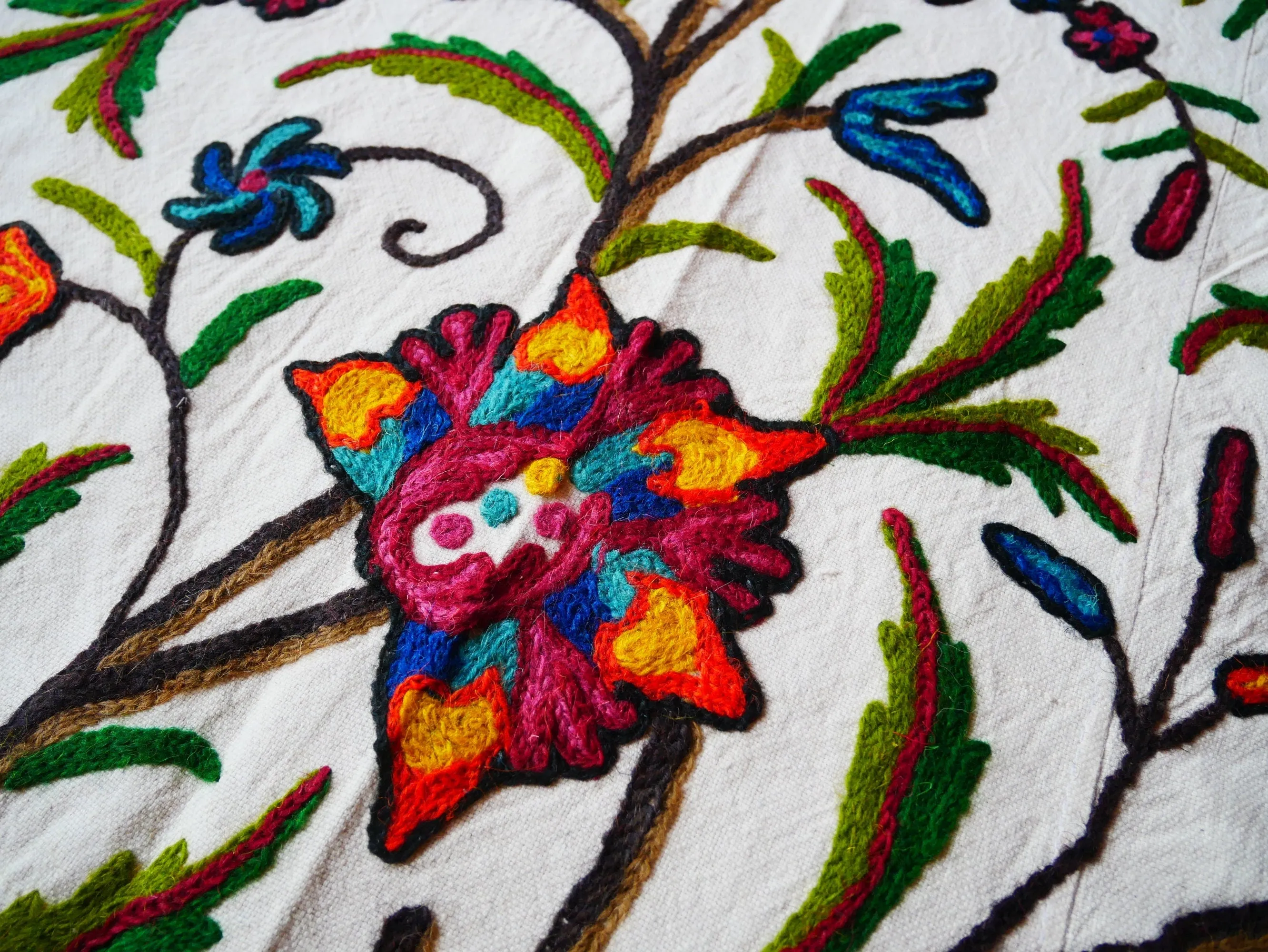 Bohemian bedding "Dream of Kashmir" hand embroidered bedspread double bed