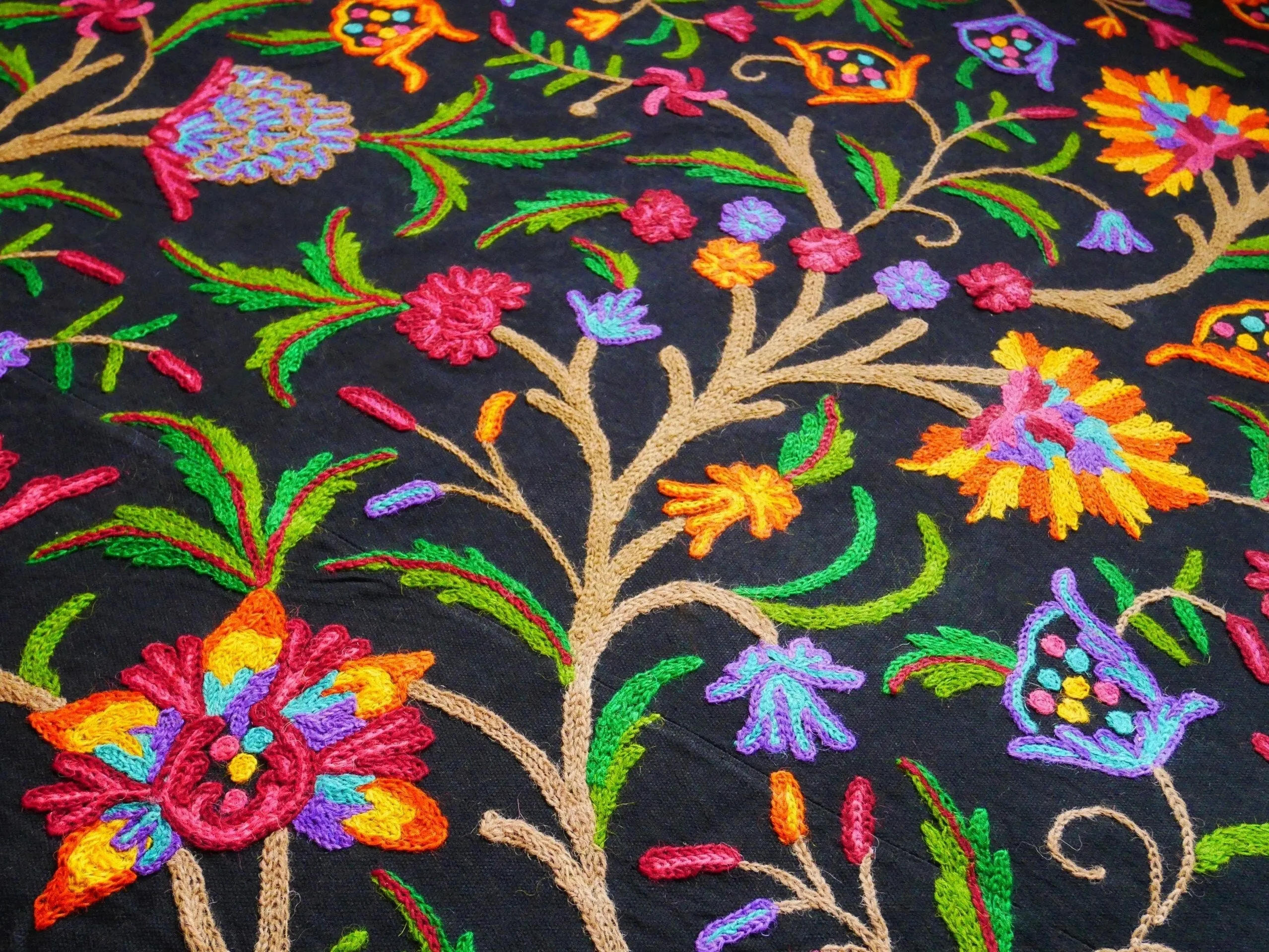 Bohemian luxury bedding "Dream of Kashmir" hand embroidered bed thow