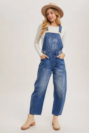 Boho Barrel Denim Overalls