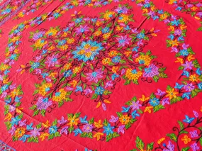Boho bedding "Shanti Garden" luxury bed cover - hand embroidered queen bedspread - red cotton, floral embroidery -  bohemian throw Boho bedding "Shanti Garden" luxury bed cover - hand embroidered queen bedspread - red cotton, floral embroidery -  bohemian throw