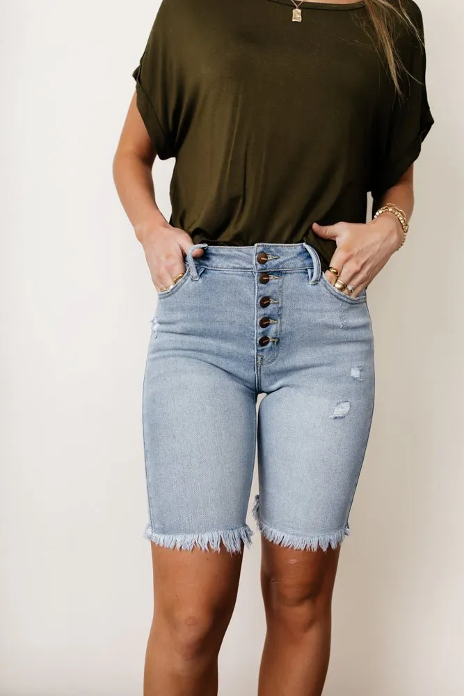 Carmen Button Fly Bermuda in Light Wash - FINAL SALE