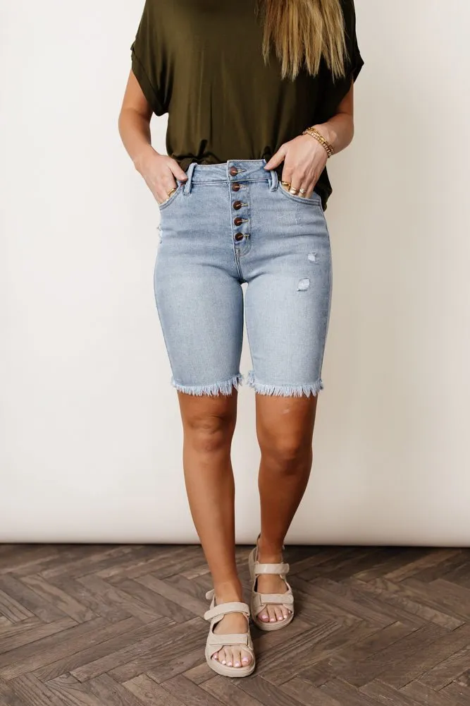 Carmen Button Fly Bermuda in Light Wash - FINAL SALE