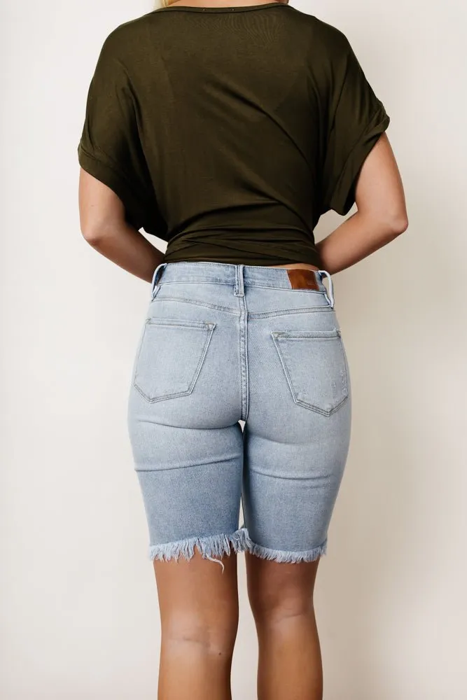 Carmen Button Fly Bermuda in Light Wash - FINAL SALE