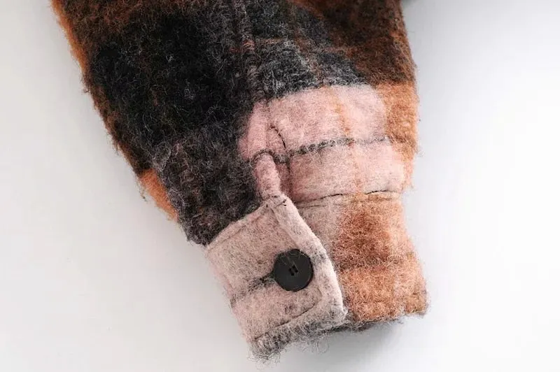CHECK CROPPED WOOLEN OVERSHIRT