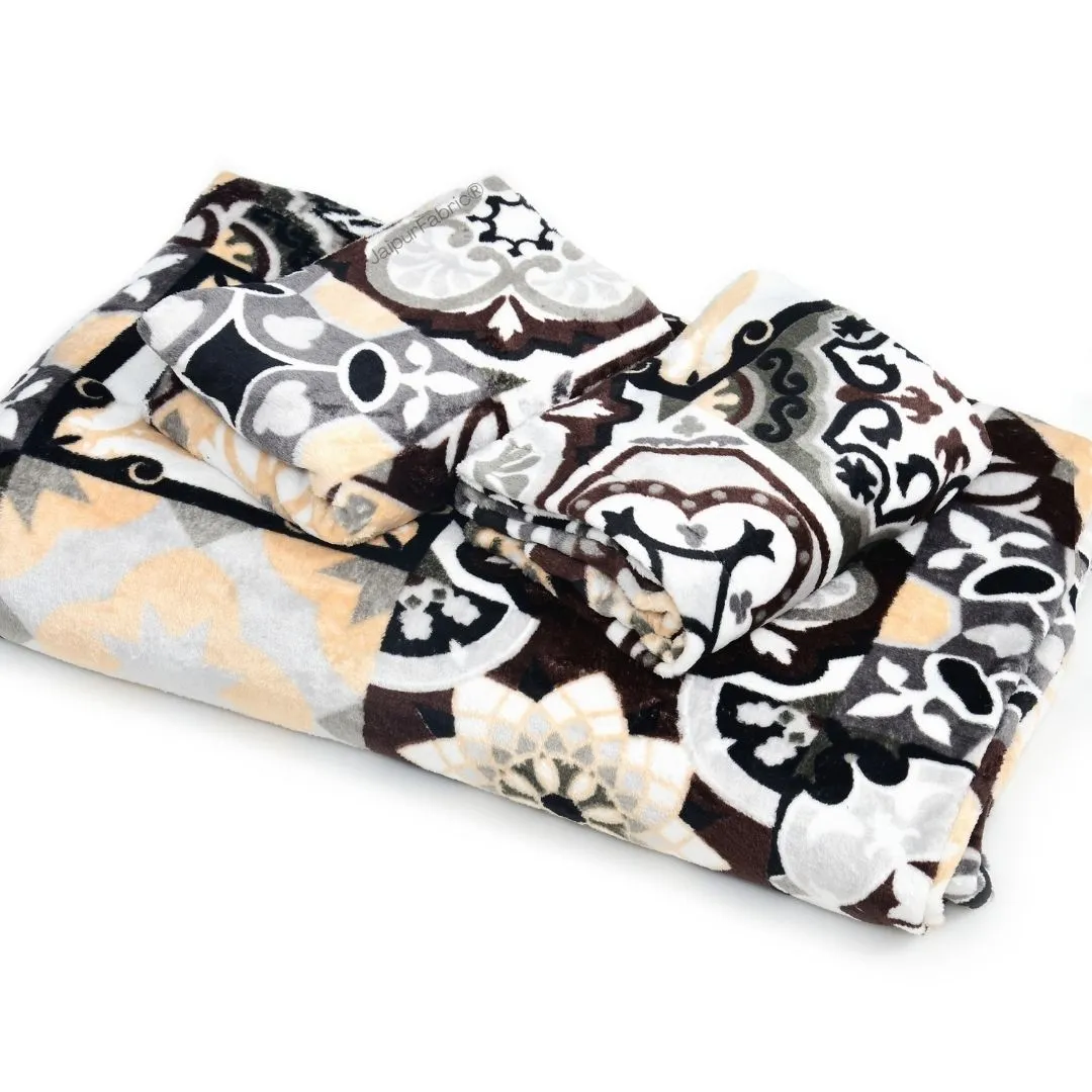 Classic Tile Symphony Chilly Winters Woolen Double Bedsheet