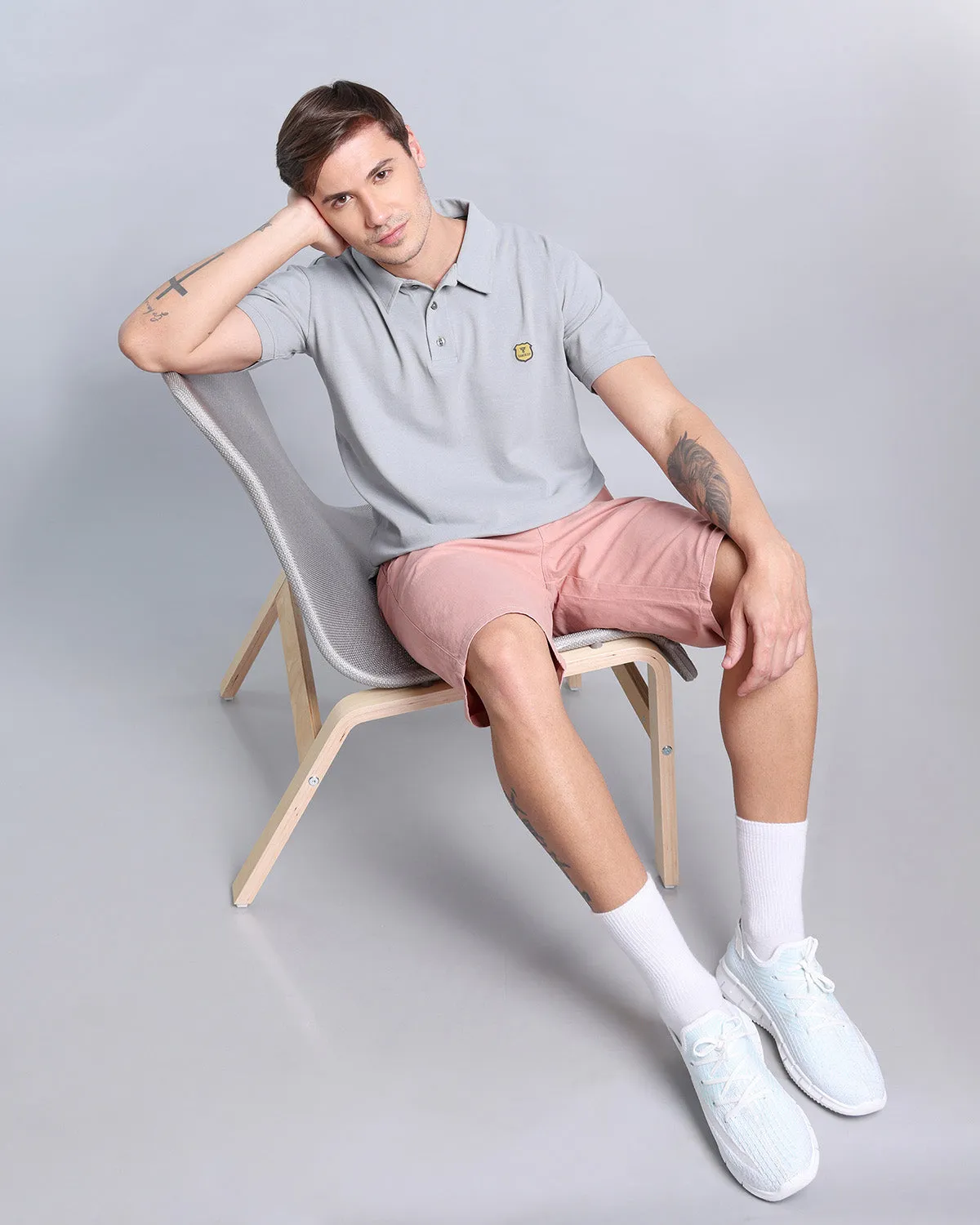 Cloud Grey Pique Pima Smooth Polo Tee