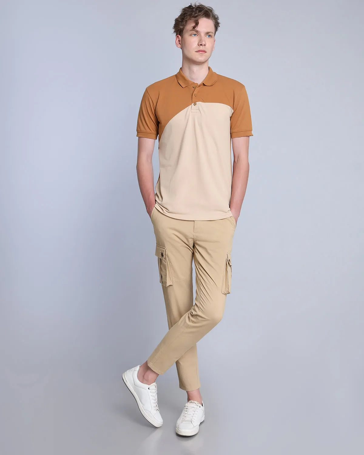 Copper Brown With Cream Pique Pima Designer T-Shirt