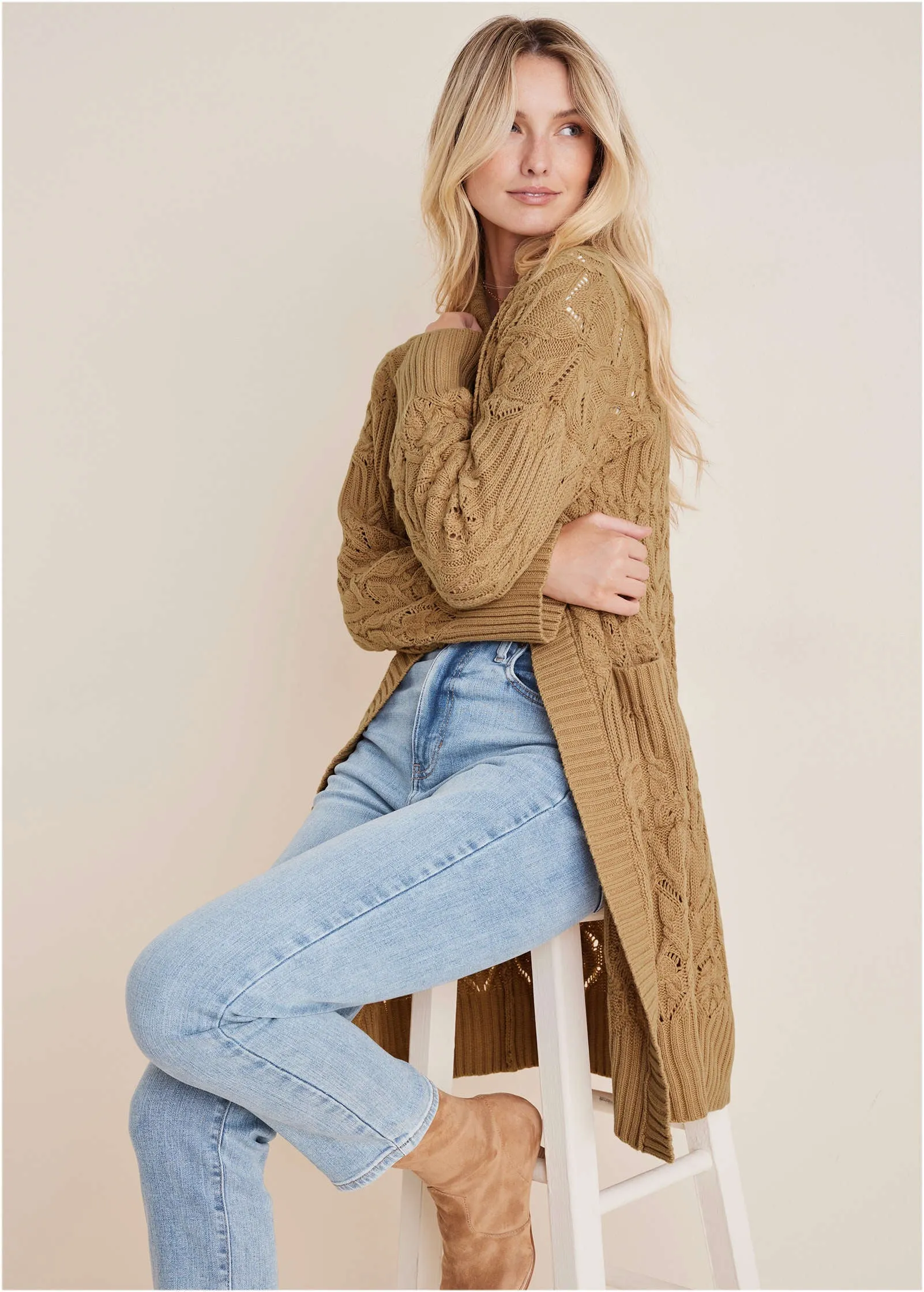 Cozy Oversized Duster  - Tan