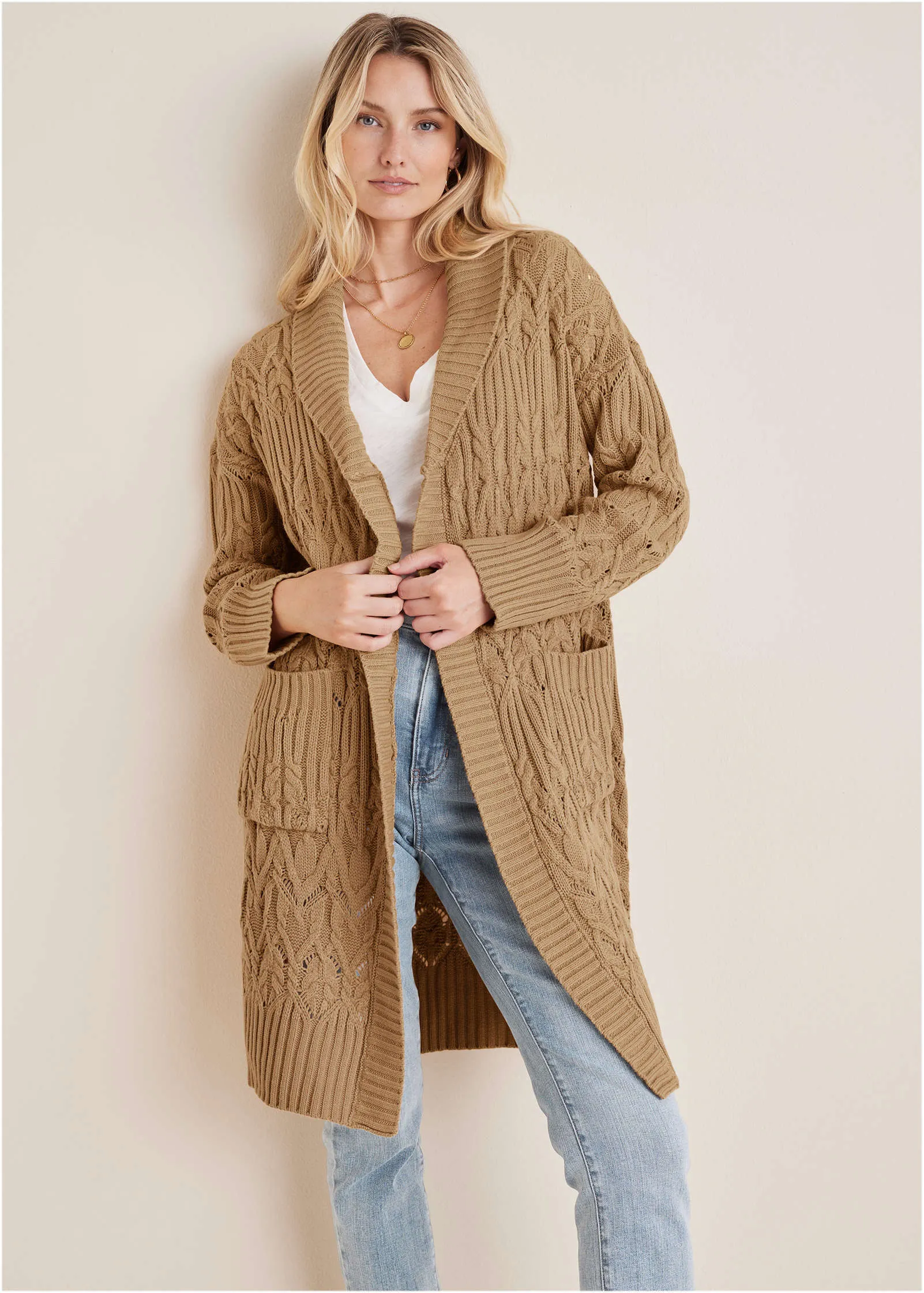 Cozy Oversized Duster  - Tan