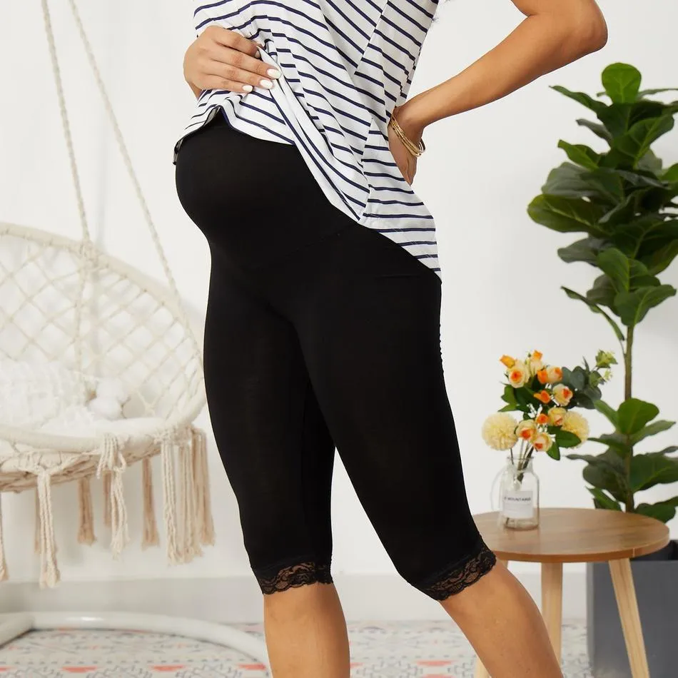 Cozy Solid Maternity Crop Leggings
