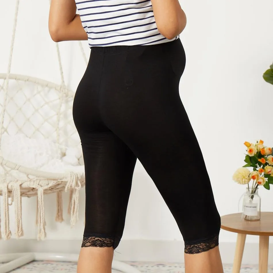 Cozy Solid Maternity Crop Leggings