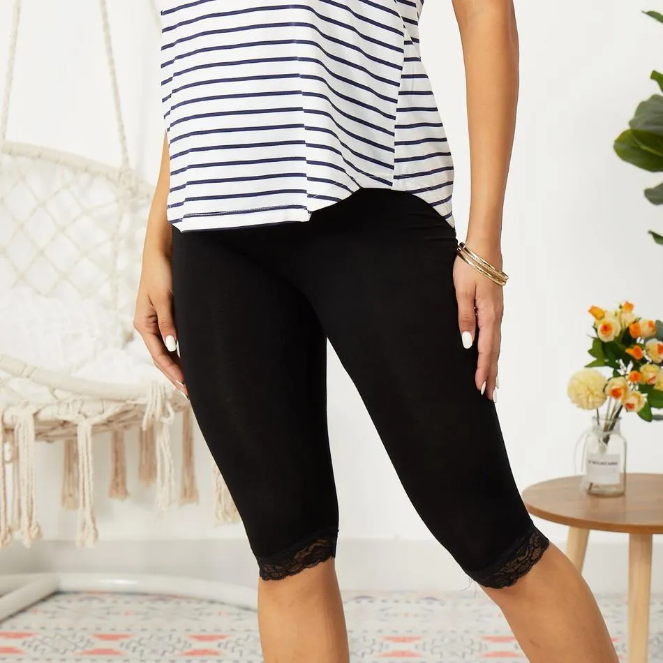 Cozy Solid Maternity Crop Leggings