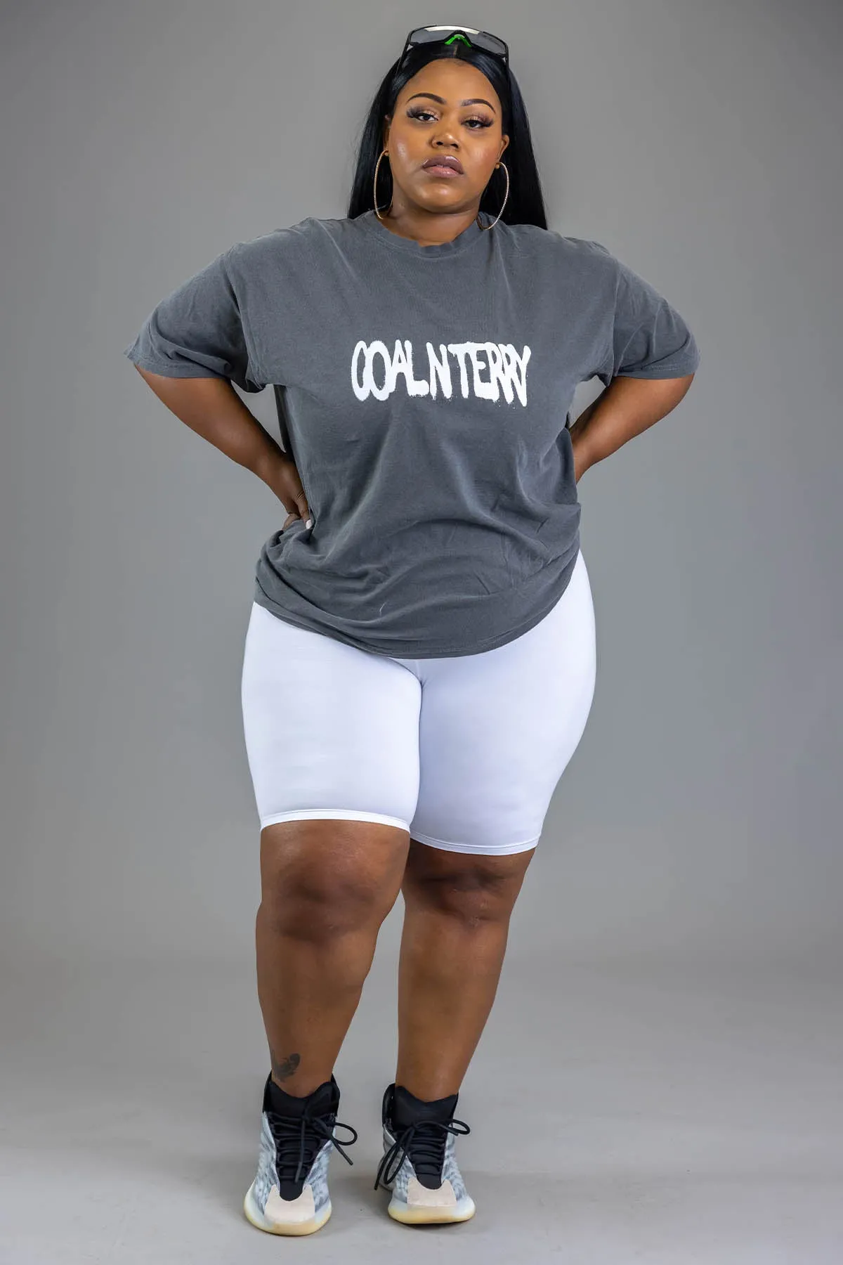 DARK GREY N WHITE CNT SPRAY TEE