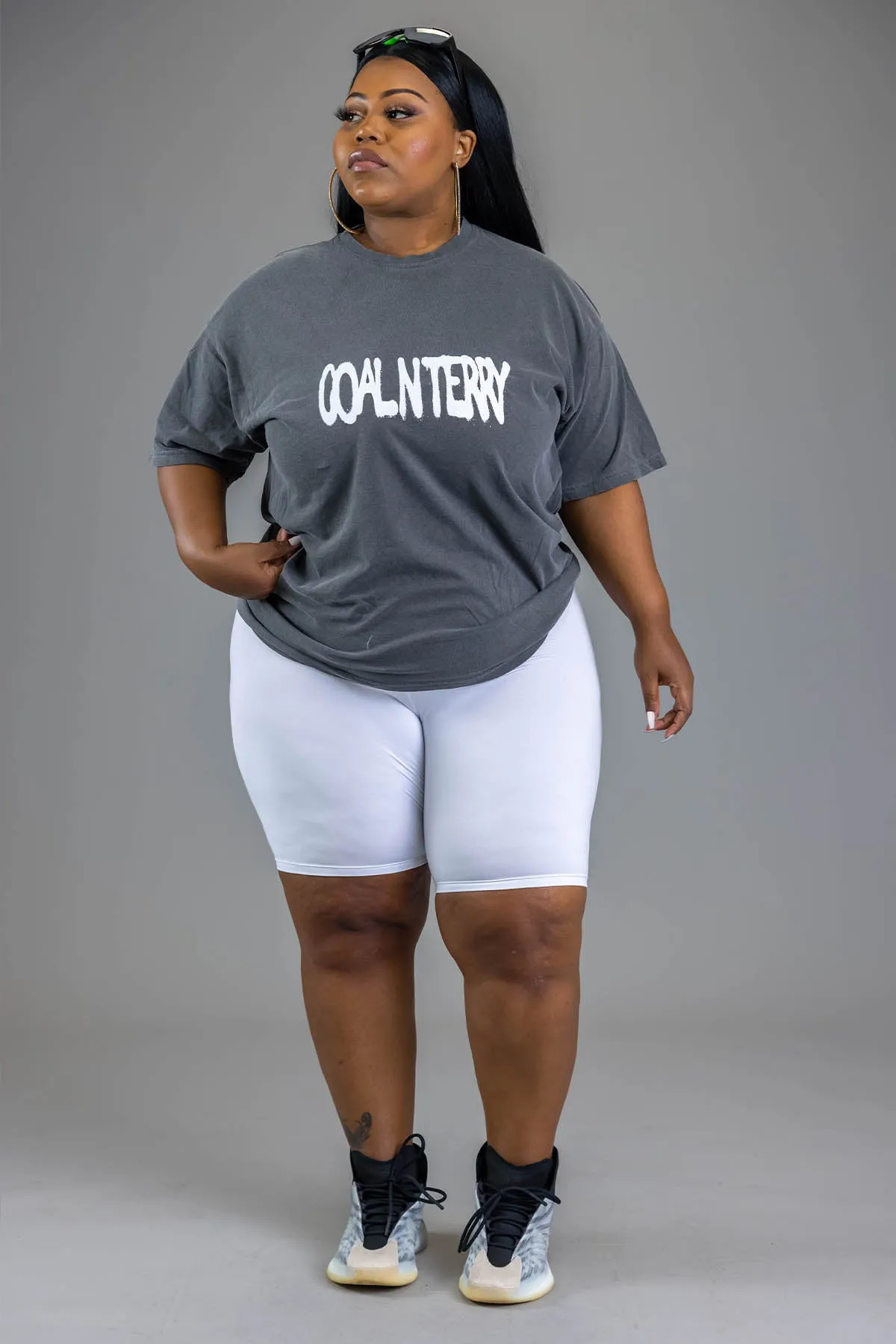 DARK GREY N WHITE CNT SPRAY TEE