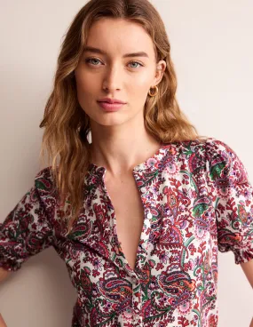 Dolly Puff Sleeve Jersey Shirt-Multi, Fantastical
