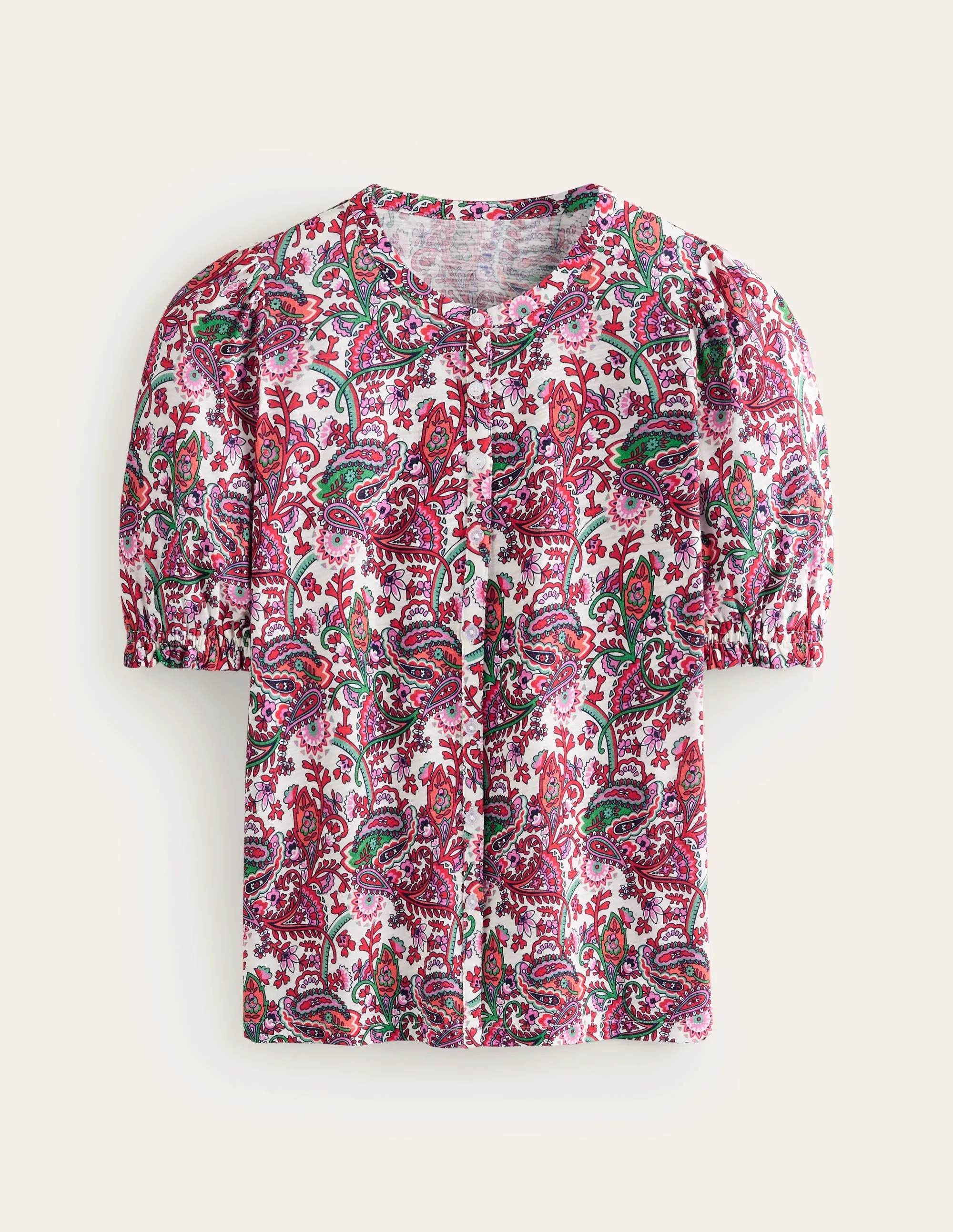 Dolly Puff Sleeve Jersey Shirt-Multi, Fantastical