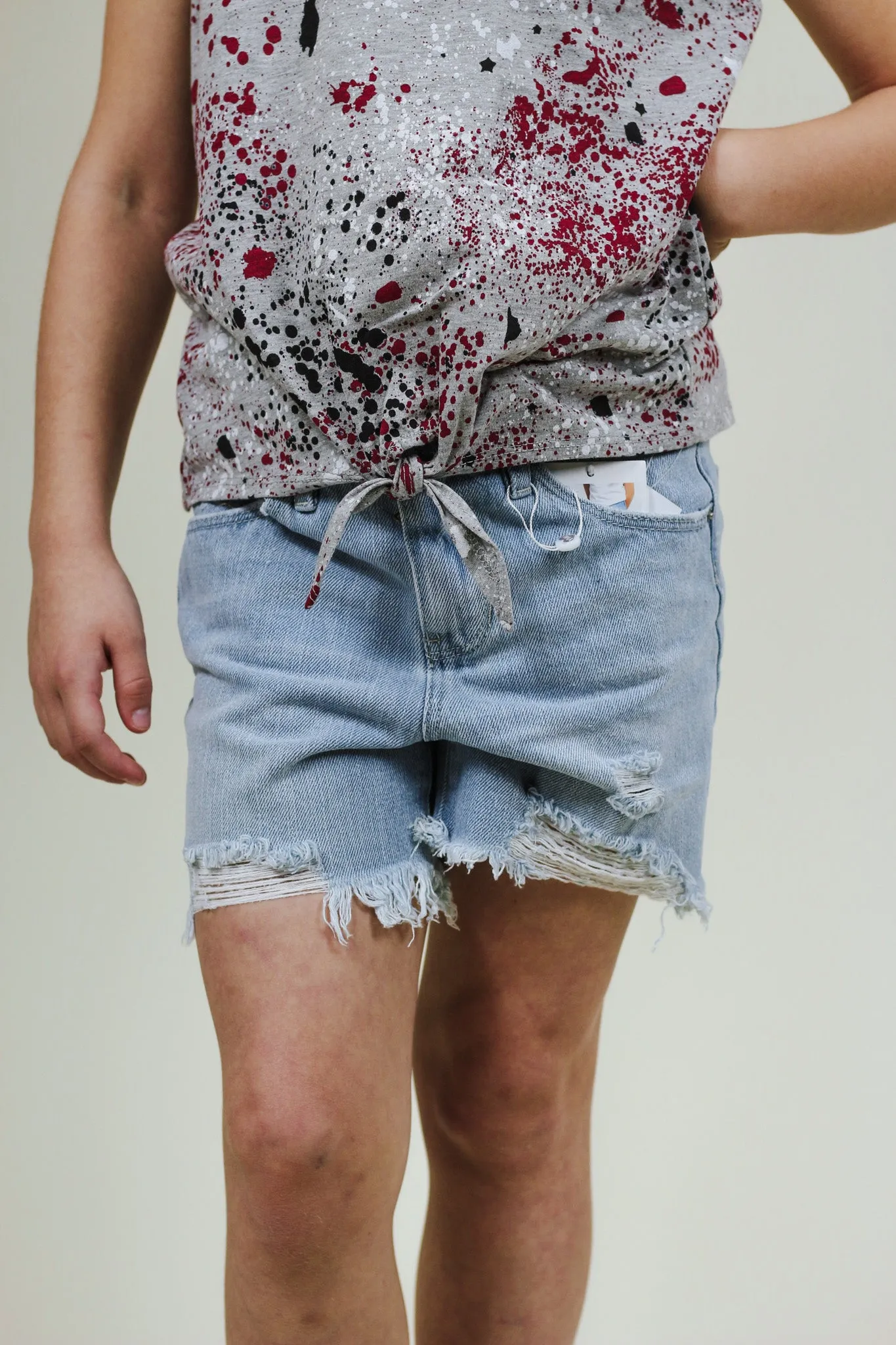 Extra Light Wash Girls Denim YMI Shorts