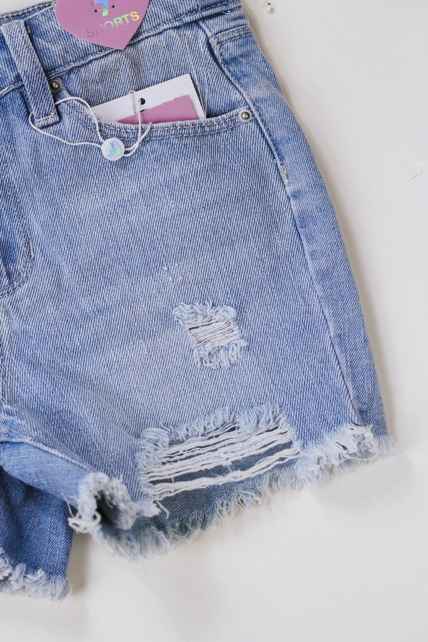 Extra Light Wash Girls Denim YMI Shorts