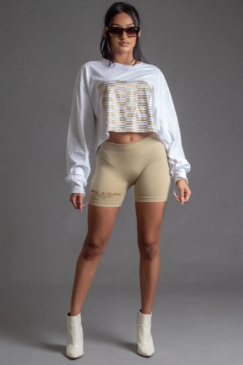 FULL CHECKER LONG SLEEVE CROP TEE