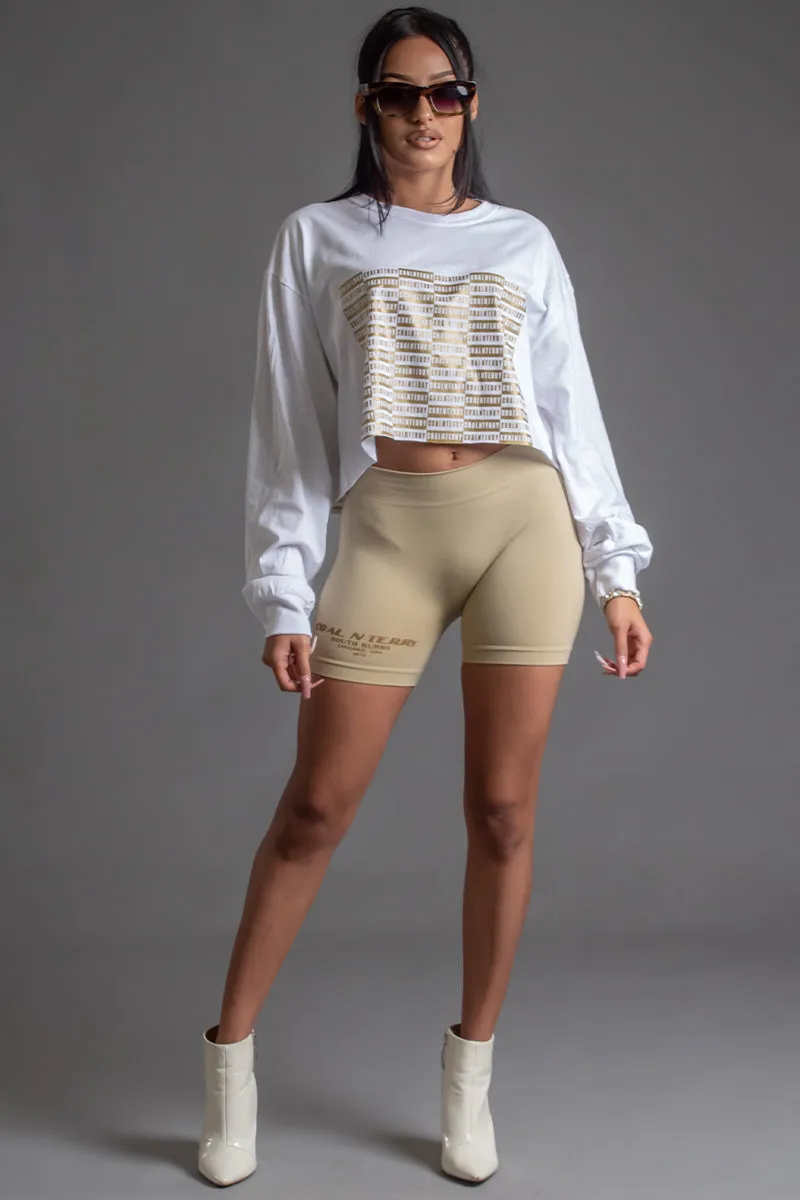 FULL CHECKER LONG SLEEVE CROP TEE