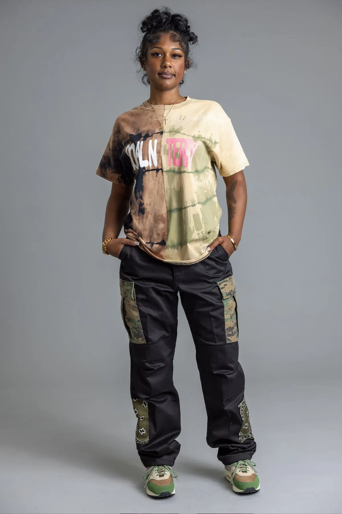 GREEN ACID N RUSTED 2TONE SPRAY CNT TEE