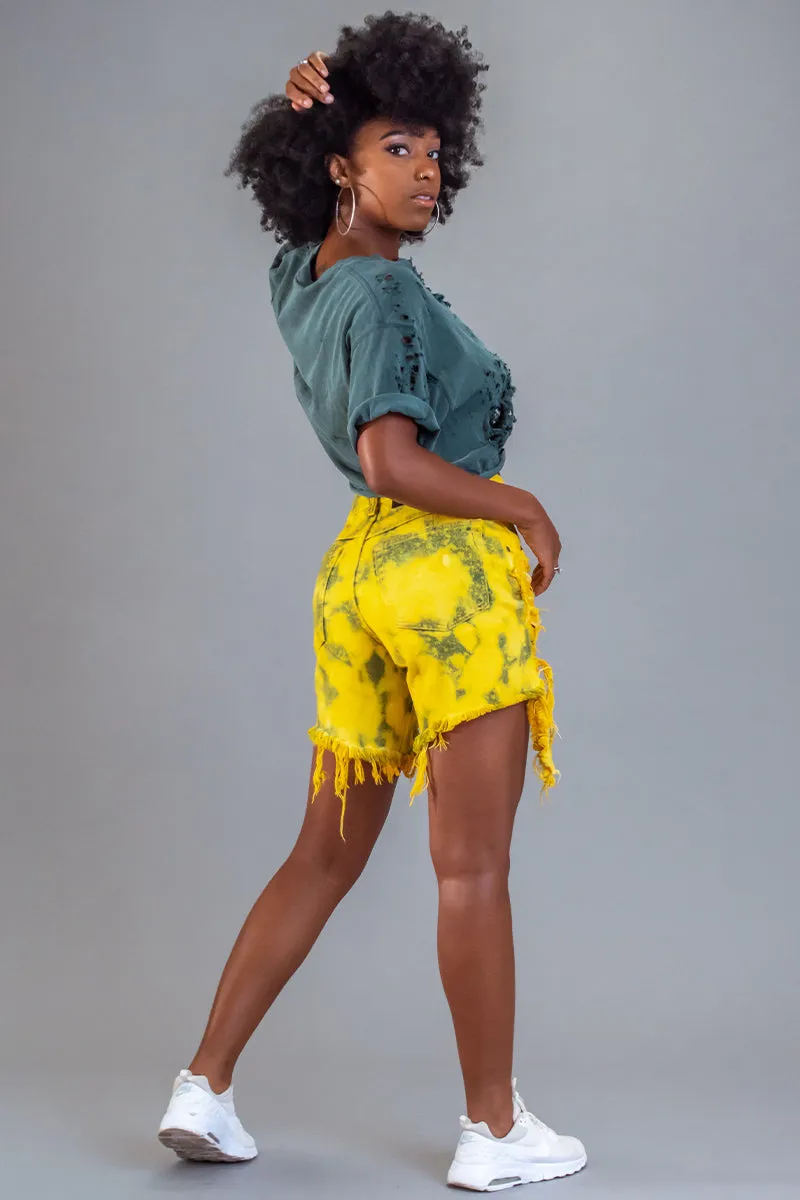 GREEN N YELLOW MINI MEDI CROP TEE - DIS