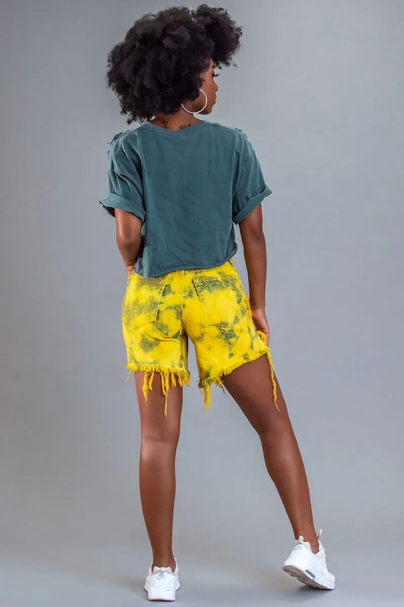 GREEN N YELLOW MINI MEDI CROP TEE - DIS