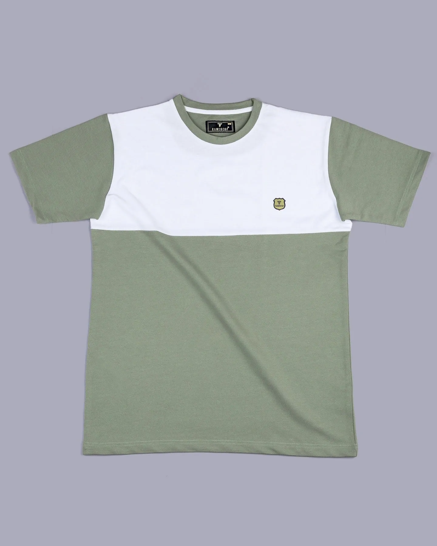 Green With White Pique Pima Designer T-Shirt