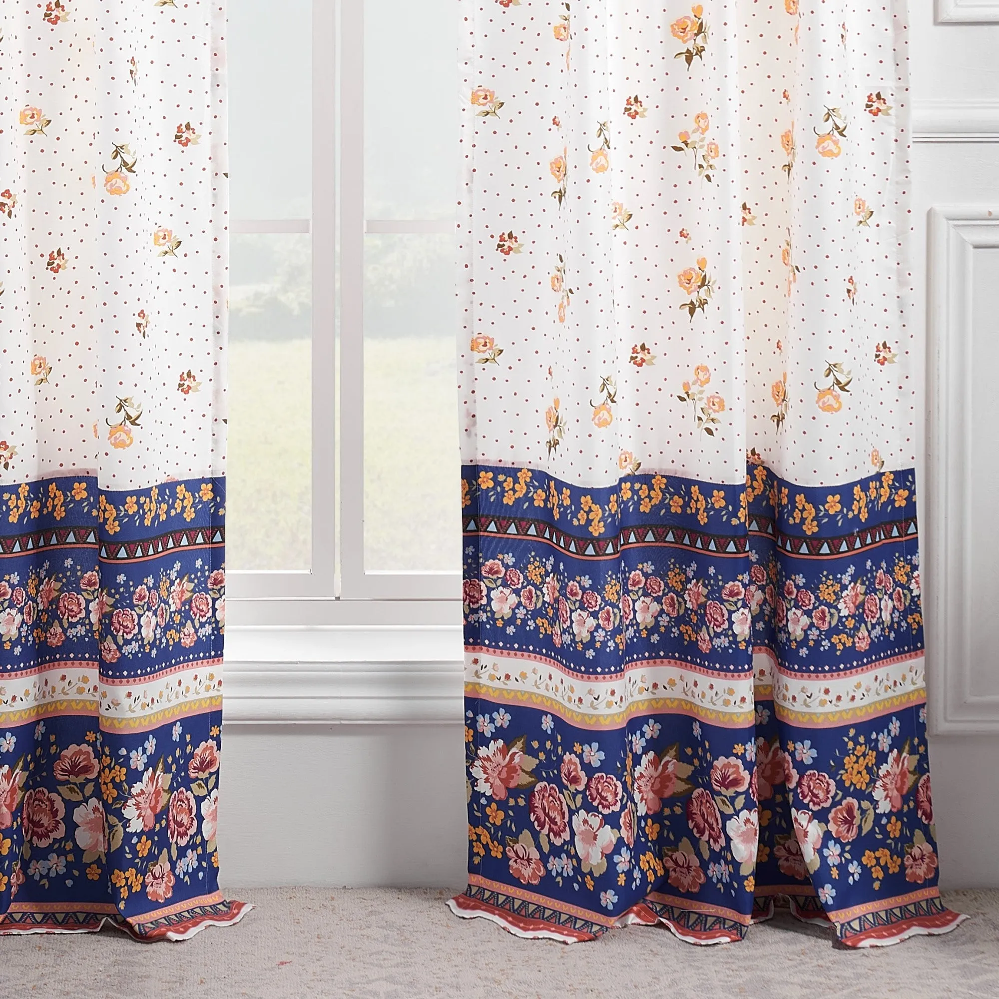 Greenland Home Fashions Marsha Window Panel Pair - 42x84", Blue