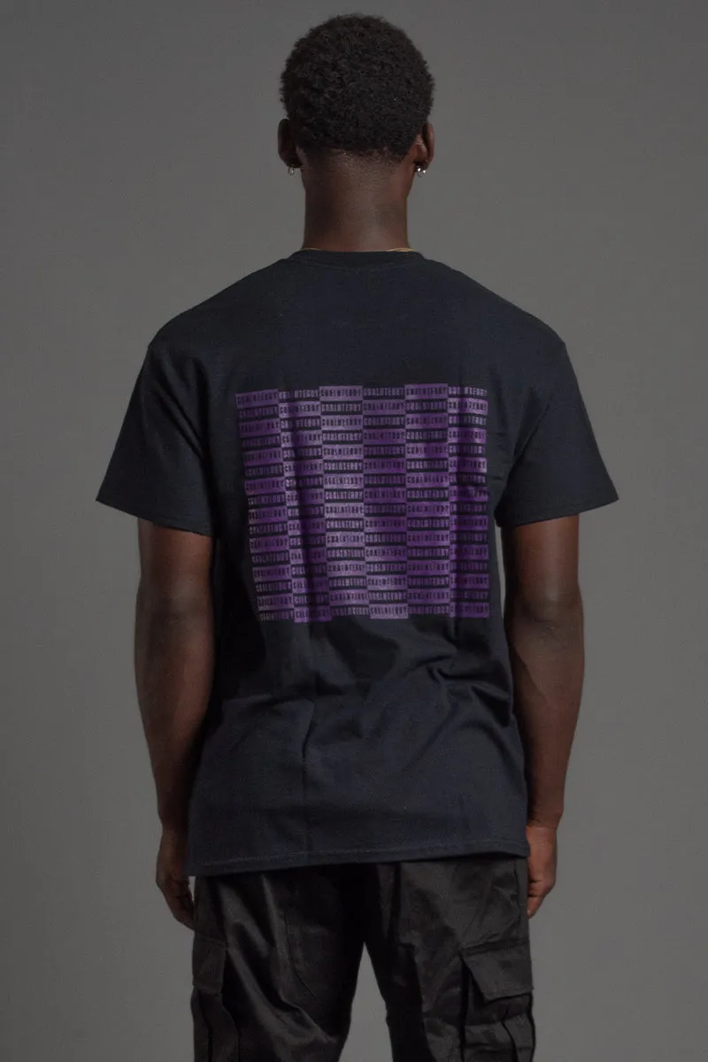 GUYS BLK N PURPLE CHECKER TEE