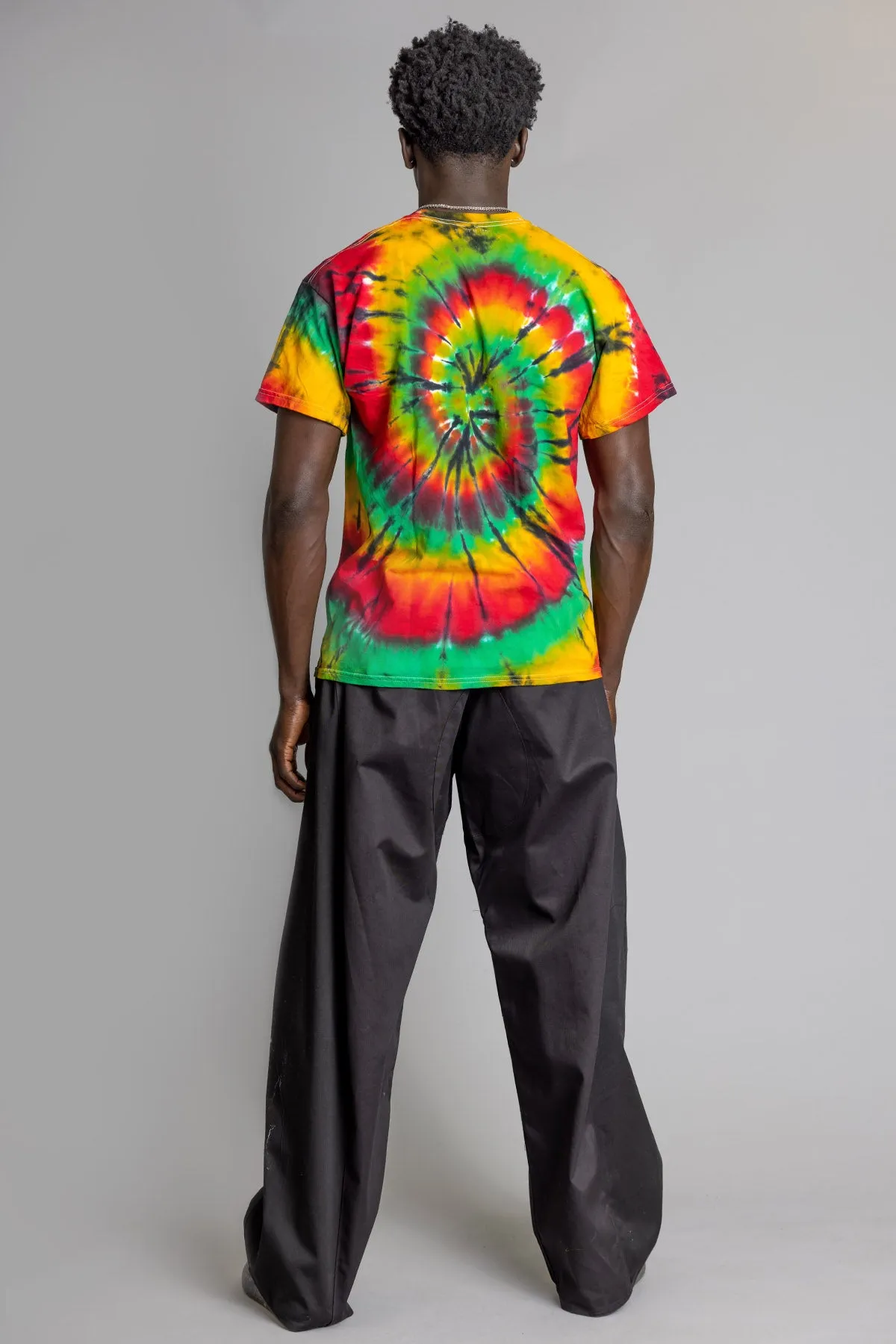GUYS BLK TIE DYE TROJAN TEE