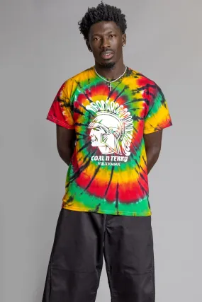 GUYS BLK TIE DYE TROJAN TEE