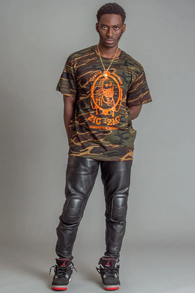 GUYS CAMO N ORANGE ZIG ZAG TEE